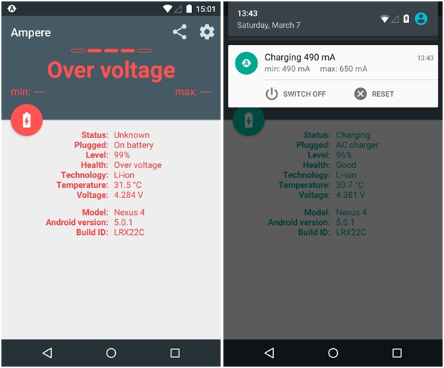 Ampere แอพฯ ตรวจสอบสถานะการชาร์จไฟ