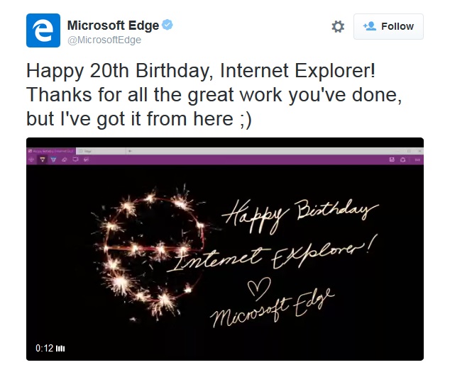 ฉลองวันเกิด 20 ปี Internet Explorer