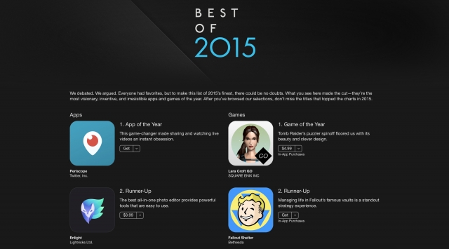 แอปเปิลเผย Best of 2015 อันดับแอพฯ ยอดเยี่ยมแห่งปี