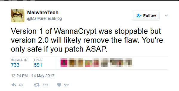 มัลแวร์เรียกค่าไถ่ WannaCry 2.0