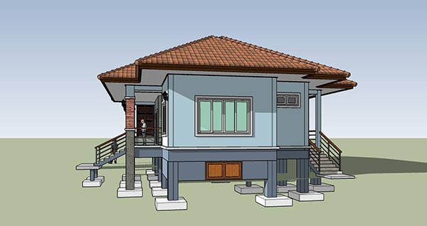 แบบบ้านชั้นเดียว 3 ห้องนอน 2 ห้องน้ำ