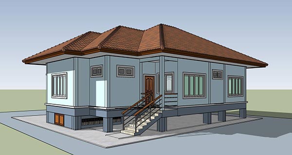 แบบบ้านชั้นเดียว 3 ห้องนอน 2 ห้องน้ำ