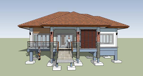 แบบบ้านชั้นเดียว 3 ห้องนอน 2 ห้องน้ำ