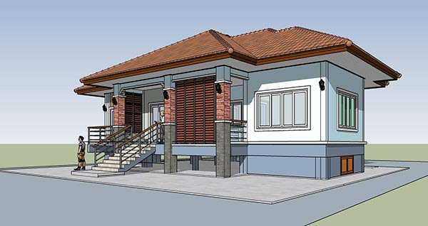 แบบบ้านชั้นเดียว 3 ห้องนอน 2 ห้องน้ำ
