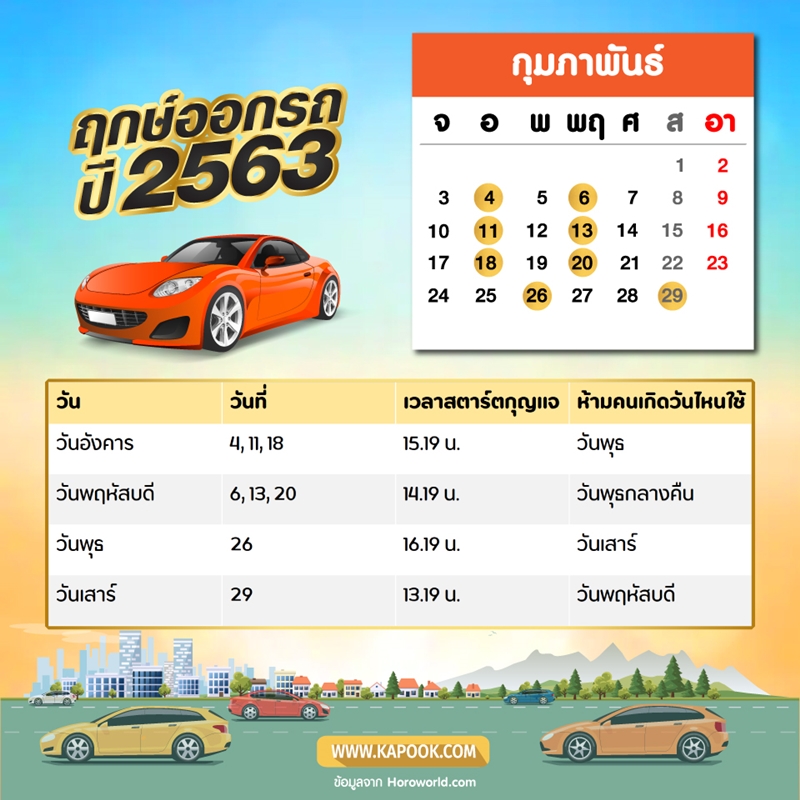 ฤกษ์ออกรถ 2563 มาดู ฤกษ์ออกรถวันไหนดี รีบเช็กเลย