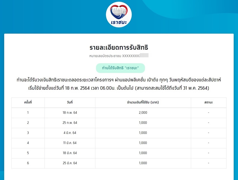 www.เราชนะ.com เช็คสิทธิ์ เราชนะ ที่นี่ พบคนโดนปัดตก เรา ...