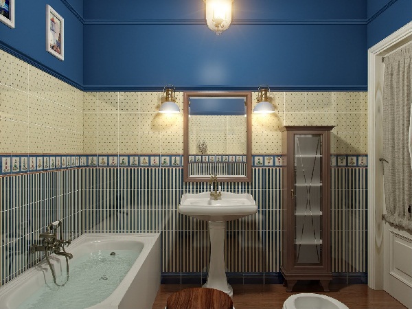 น่ารัก แบบห้องน้ำสีน้ำเงิน ขนาดกะทัดรัด