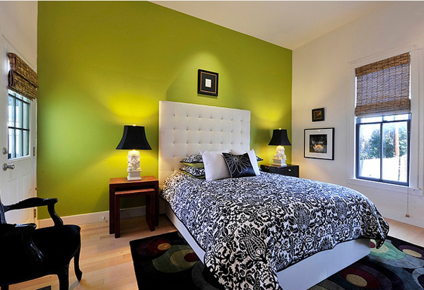 ห้องนอนสีเขียวมะนาว แบบห้องนอน