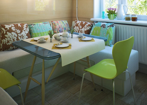 ห้องครัวเล็ก ๆ สีเขียว สวยอบอุ่น มีชีวิตชีวา