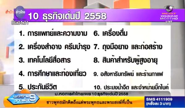 10 อันดับธุรกิจดาวรุ่ง-ดาวร่วงปี 2558