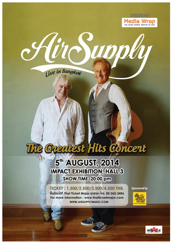 ศิลปิน Soft Rock 2 คู่หูดู โชว์ใน Air Supply Live in Bangkok 2014 The Greatest Hits Concert