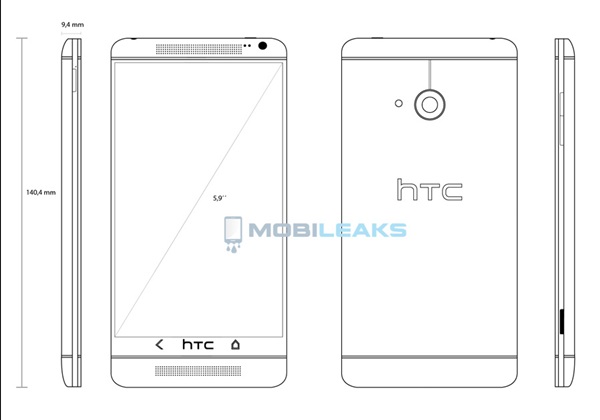 หลุดภาพพิมพ์เขียว HTC One Max Phablet จอ 5.9 นิ้ว