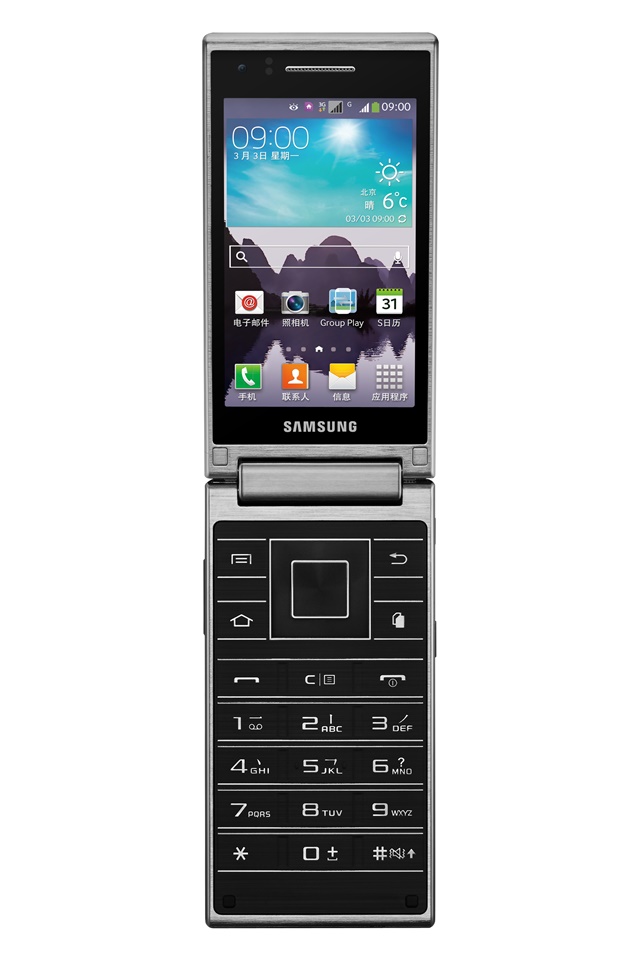 Samsung SM-G9098 สมาร์ทโฟนฝาพับ หน้าจอ 3.7 นิ้วสองจอ วางขายที่จีน