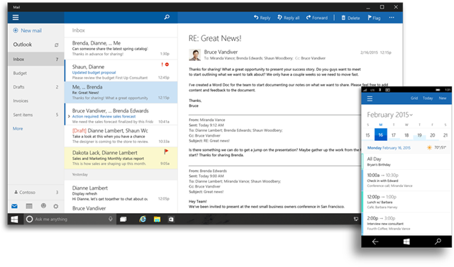Outlook Mail and Outlook Calendar for Windows 10