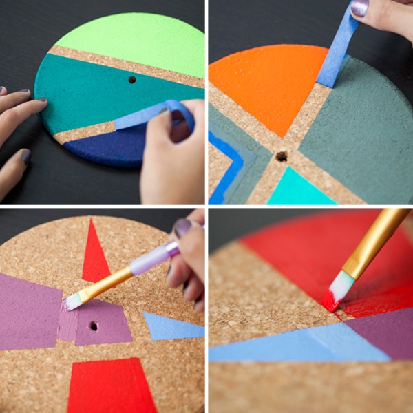 DIY นาฬิกาคัลเลอร์ฟูล จากแผ่นไม้ก๊อก