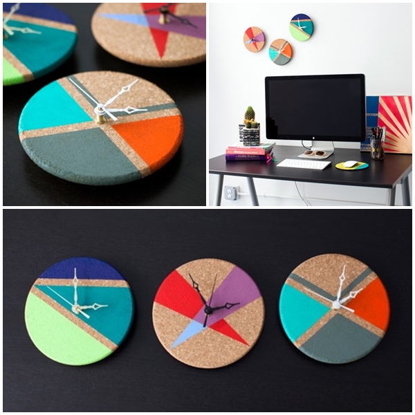 DIY นาฬิกาคัลเลอร์ฟูล จากแผ่นไม้ก๊อก