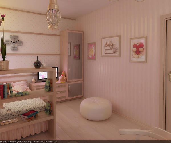 ห้องนอนเด็กผู้หญิงสีชมพู สวยชวนฝัน