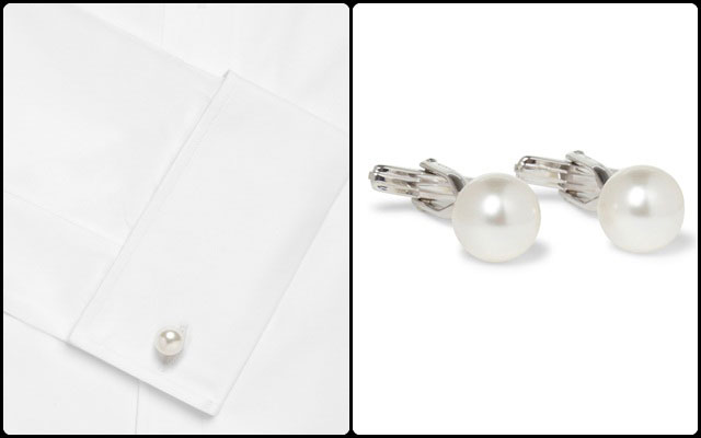 Pearl And Sterling Silver T-Bar Cufflinks
