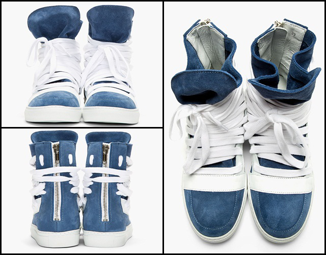 teel Blue Overlaced High-Top Sneakers