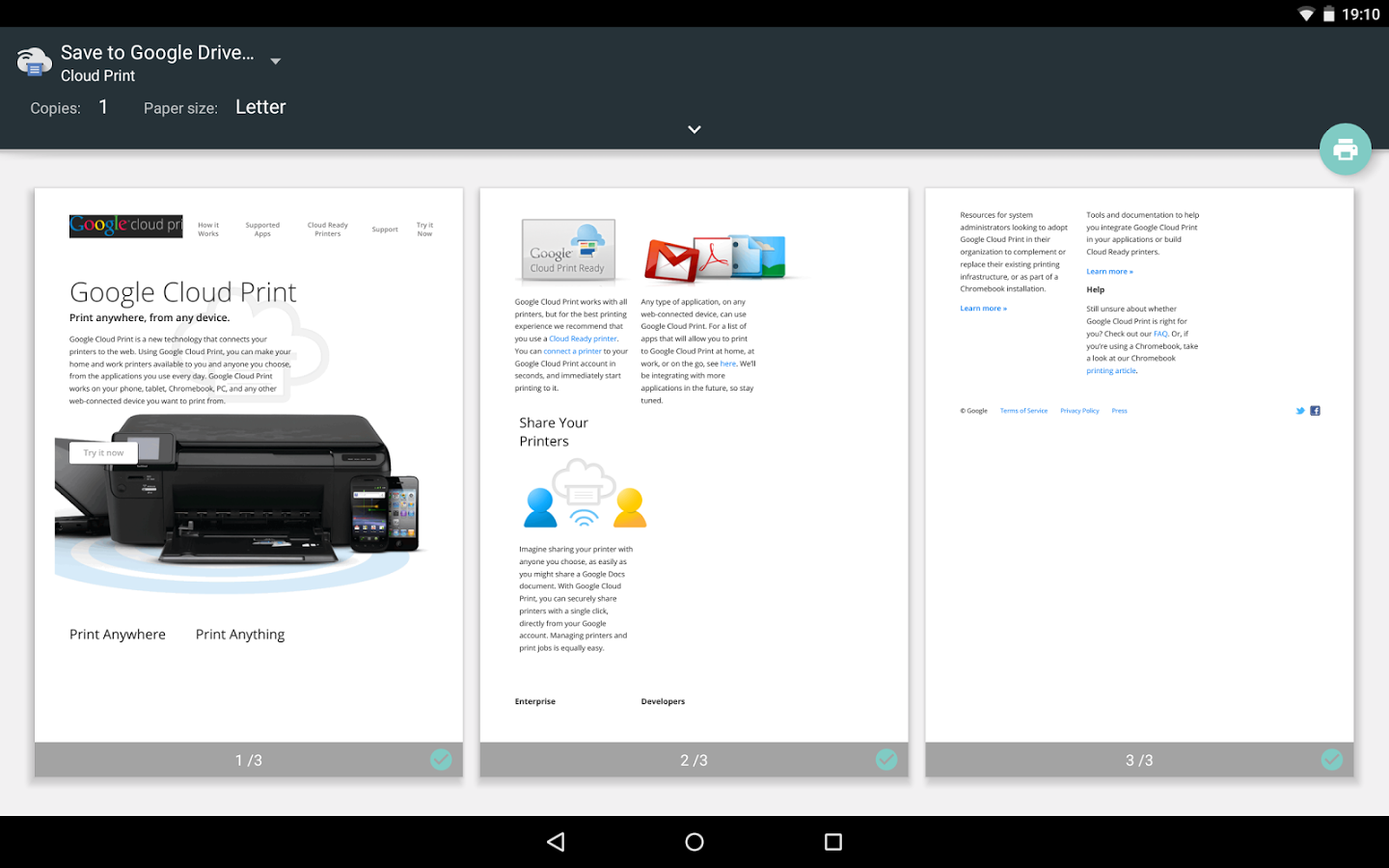 Cloud Print แอพฯ สั่งพิมพ์ง่าย ๆ ด้วยปลายนิ้ว อีกหนึ่งบริการจาก Google