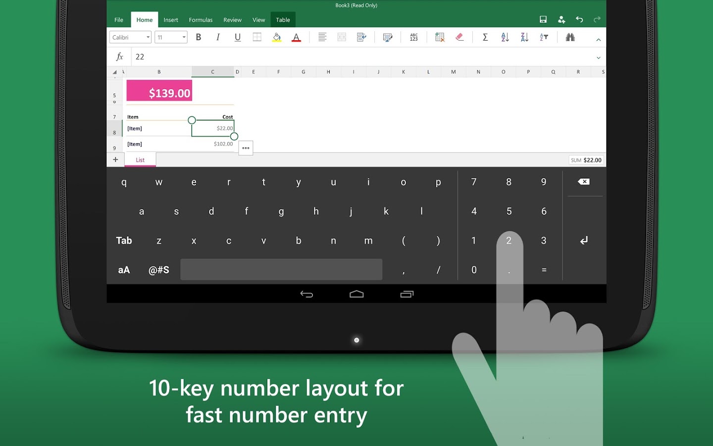 Keyboard for Excel แอพฯ คีย์บอร์ด Android  สนับสนุนผู้ใช้งาน Excel โดยเฉพาะ