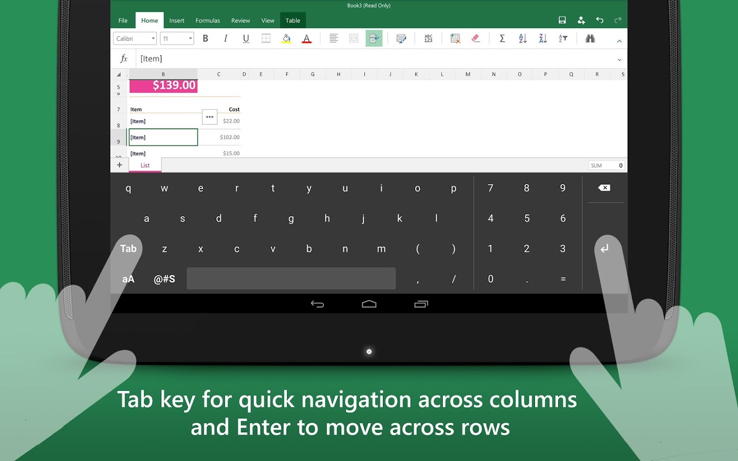 Keyboard for Excel แอพฯ คีย์บอร์ด Android  สนับสนุนผู้ใช้งาน Excel โดยเฉพาะ