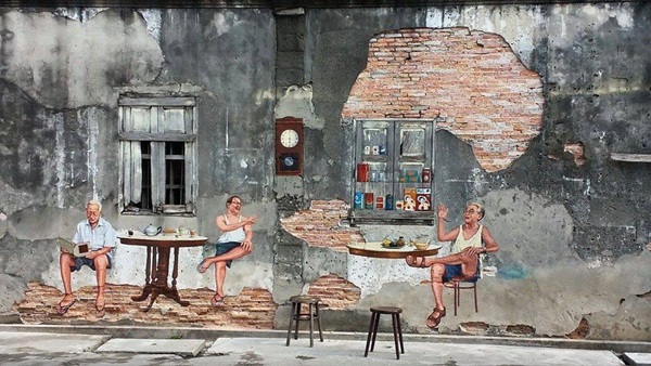 Street Art สงขลา ร้านน้ำชาฟุเจา ในย่านเมืองเก่าชุดชิค
